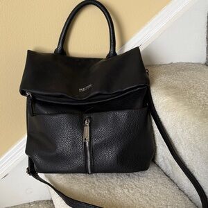 Vegan leather Kenneth Cole roll top black bag